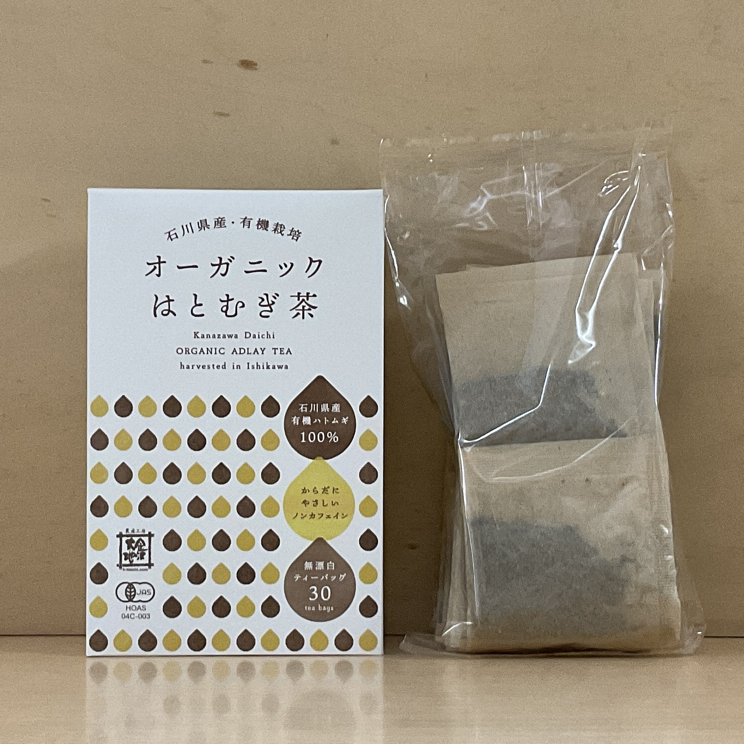 はとむぎ茶 金沢大地《オーガニックはとむぎ茶 無漂白ティーバッグ3g×30パック》