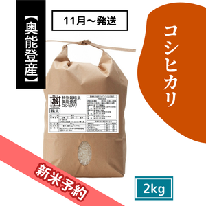【R8新米予約】奥能登産 特別栽培米 コシヒカリ 2kg